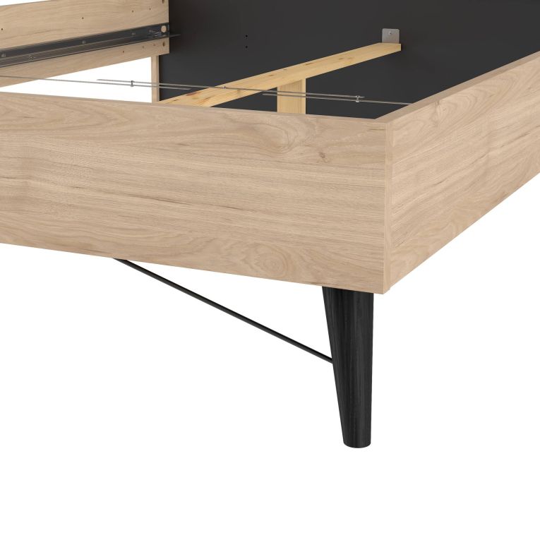 Letto piazza e mezza Capucin, Sommier per camera da letto, Giroletto per stanza, Struttura porta materasso, 207x153 h91 cm, Rovere