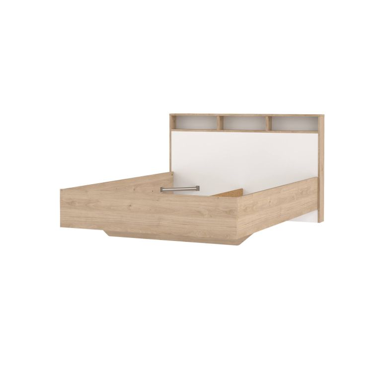 Letto piazza e mezza Carissa, Sommier per camera da letto, Giroletto per stanza, Struttura porta materasso, 206x150 h97 cm, Rovere e Bianco