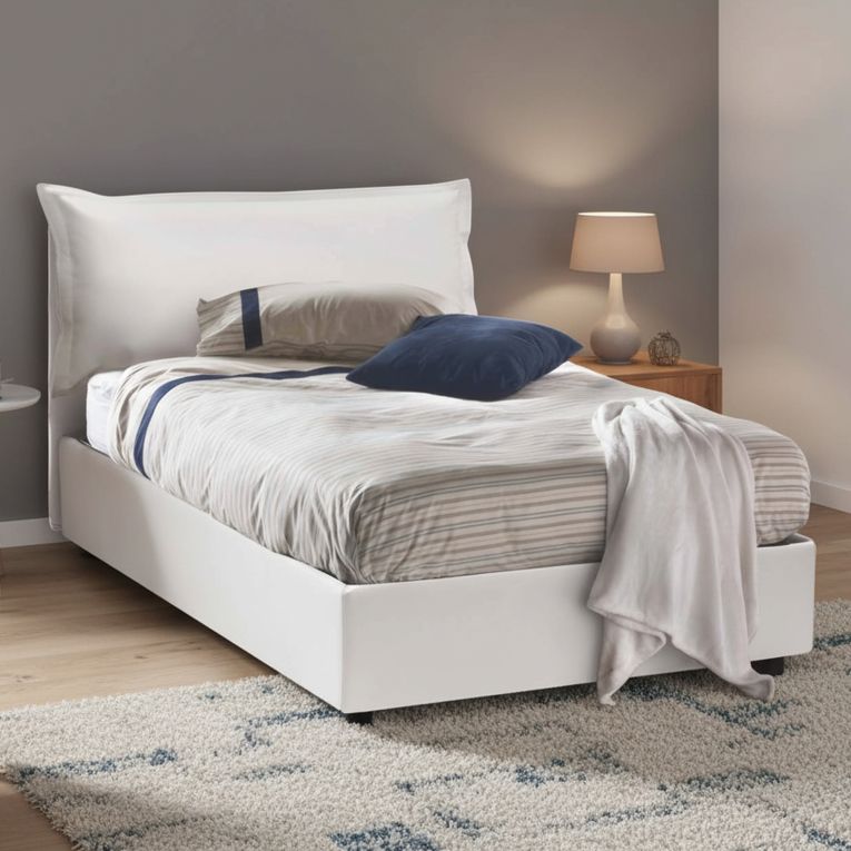 Letto piazza e mezza Cistus, con materasso Cm 120x190 incluso, Bianco