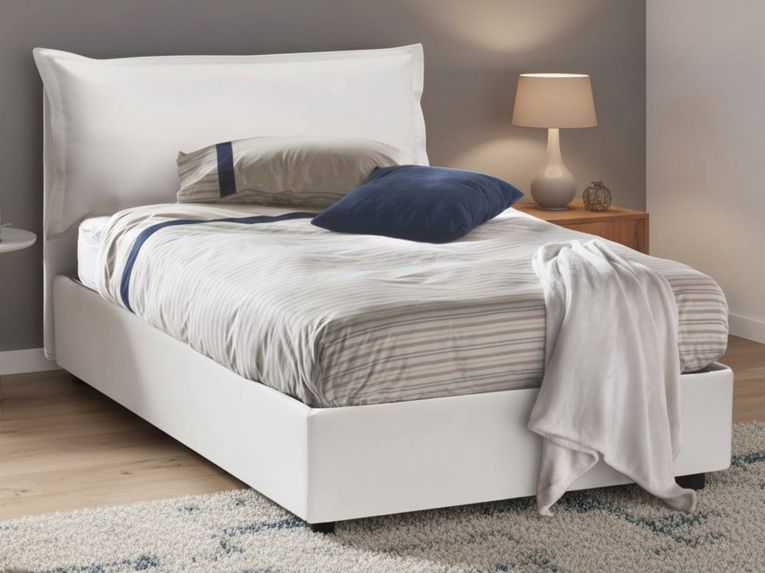 Letto piazza e mezza Cistus, con materasso Cm 120x190 incluso, Bianco