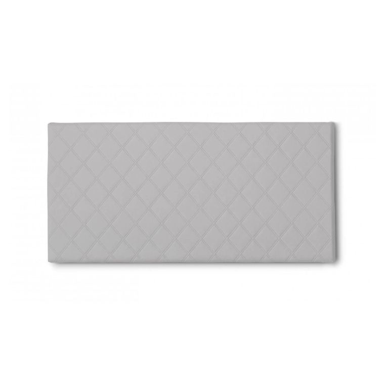 Letto piazza e mezza Cleo, Testata in ecopelle a muro, 100% Made in Italy, adatta a letto da una piazza e mezza, Cm 130x60, Bianco