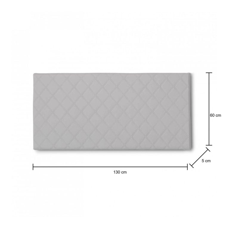 Letto piazza e mezza Cleo, Testata in ecopelle a muro, 100% Made in Italy, adatta a letto da una piazza e mezza, Cm 130x60, Bianco