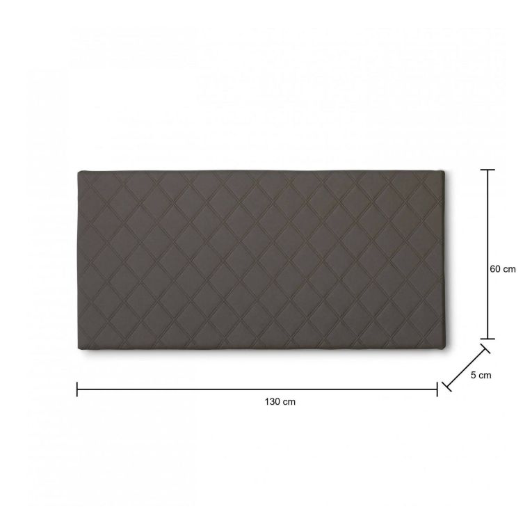 Letto piazza e mezza Cleo, Testata in ecopelle a muro, 100% Made in Italy, adatta a letto da una piazza e mezza, Cm 130x60, Tortora