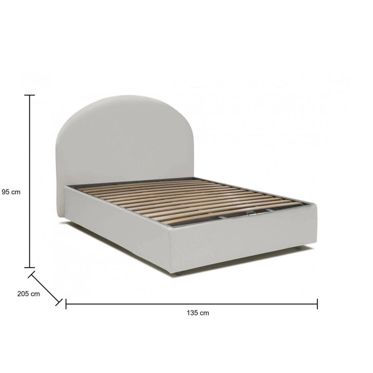 Letto piazza e mezza Clotilde, Letto contenitore con rivestimento in ecopelle, 100% Made in Italy, Apertura frontale, adatto per materasso Cm 120x190, Bianco