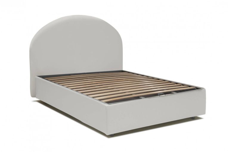 Letto piazza e mezza Clotilde, Letto contenitore con rivestimento in ecopelle, 100% Made in Italy, Apertura frontale, adatto per materasso Cm 120x190, Bianco