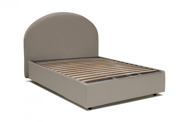 Letto piazza e mezza Clotilde, Letto contenitore con rivestimento in ecopelle, 100% Made in Italy, Apertura frontale, adatto per materasso Cm 120x190, Tortora
