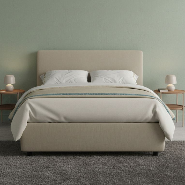 Letto piazza e mezza Dacem, con materasso Cm 120x190 incluso, Tortora