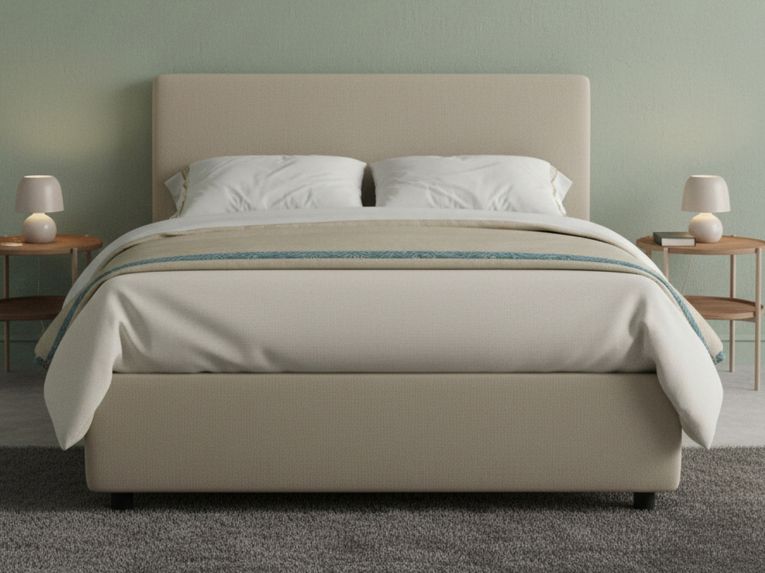 Letto piazza e mezza Dacem, con materasso Cm 120x190 incluso, Tortora