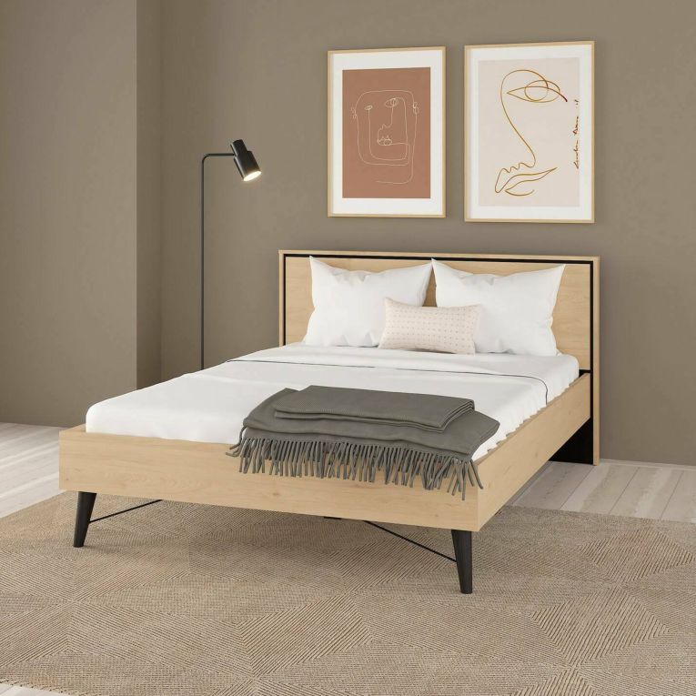 Letto piazza e mezza Elida, 206x153 h91 cm, Rovere