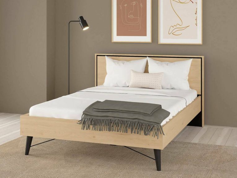 Letto piazza e mezza Elida, 206x153 h91 cm, Rovere