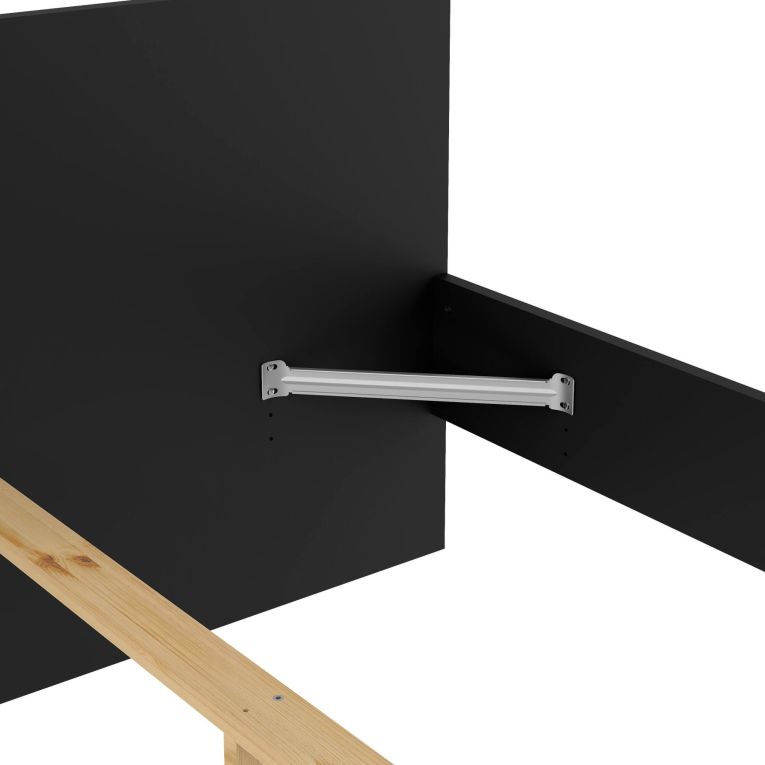 Letto piazza e mezza Geraldine, Sommier per camera da letto, Giroletto per stanza, Struttura porta materasso, 146x197 h80 cm, Nero