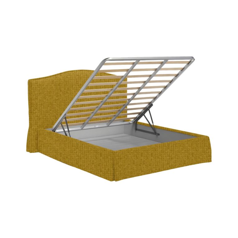 Letto Piazza e Mezza Giallo Ocra Sfoderabile Contenitore, Dimensione Materasso 120x190 cm - Lavagna