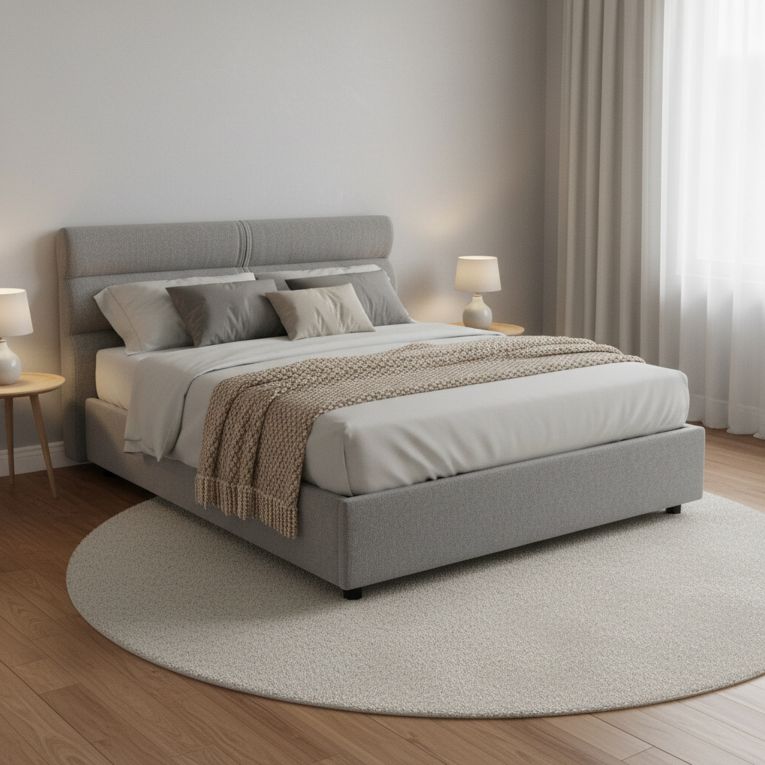 Letto Piazza e Mezza Grigio Sfoderabile Contenitore, Dimensione Materasso 120x200 cm Made in Italy - Briona