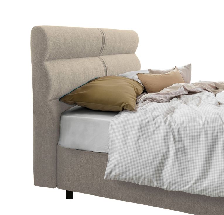 Letto Piazza e Mezza Grigio Tortora Sfoderabile Contenitore, Dimensione Materasso 120x200 cm Made in Italy - Briona