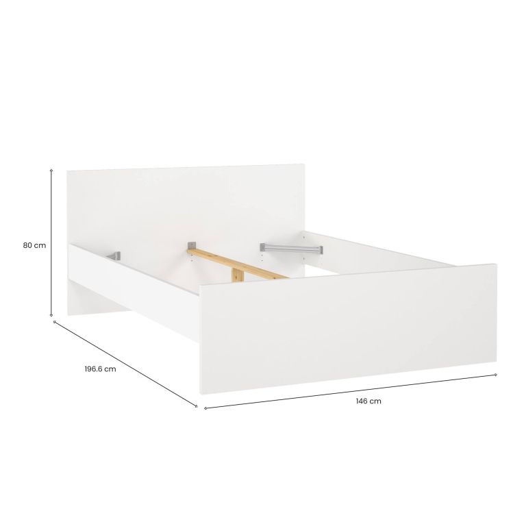 Letto piazza e mezza Gustava, 197x146 h80 cm, Bianco