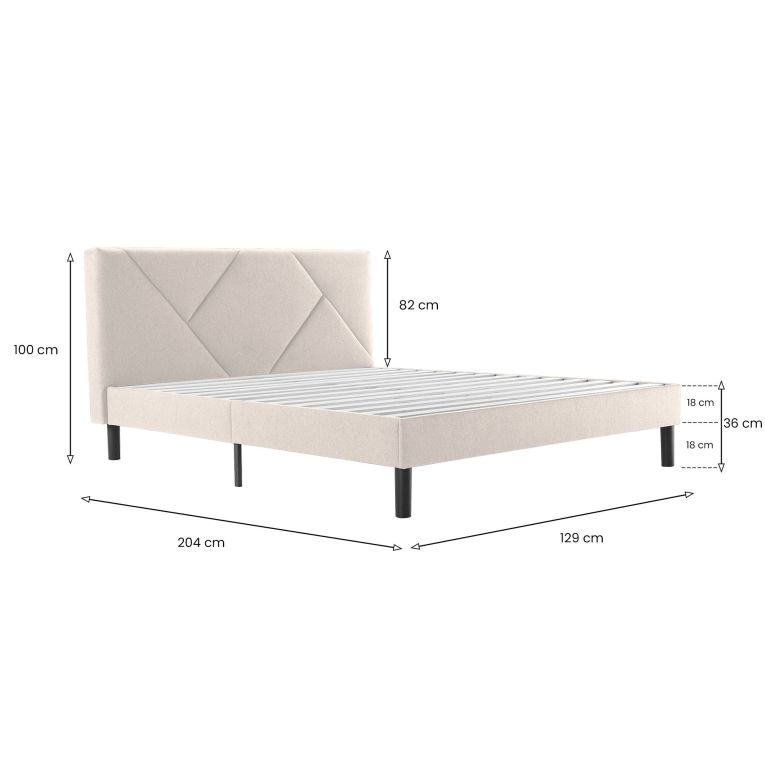 Letto piazza e mezza Hemera, 120x190 cm, Beige