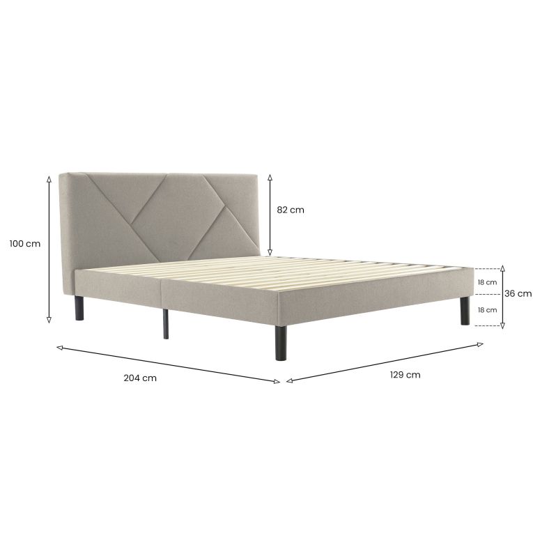 Letto piazza e mezza Hemera, 120x190 cm, Tortora
