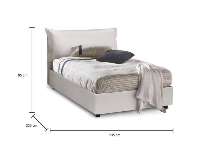 Letto piazza e mezza Latona, adatto per materasso Cm 120x190, Bianco