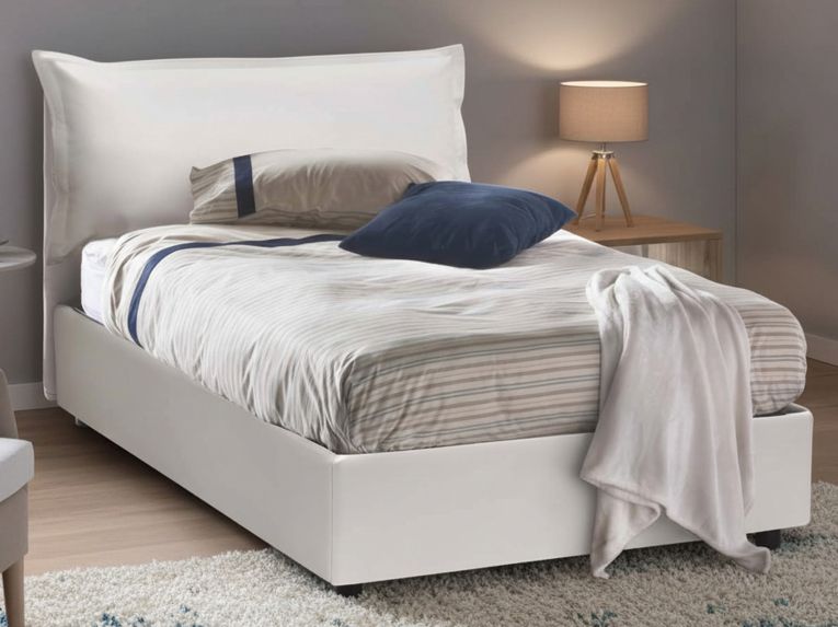 Letto piazza e mezza Latona, adatto per materasso Cm 120x190, Bianco