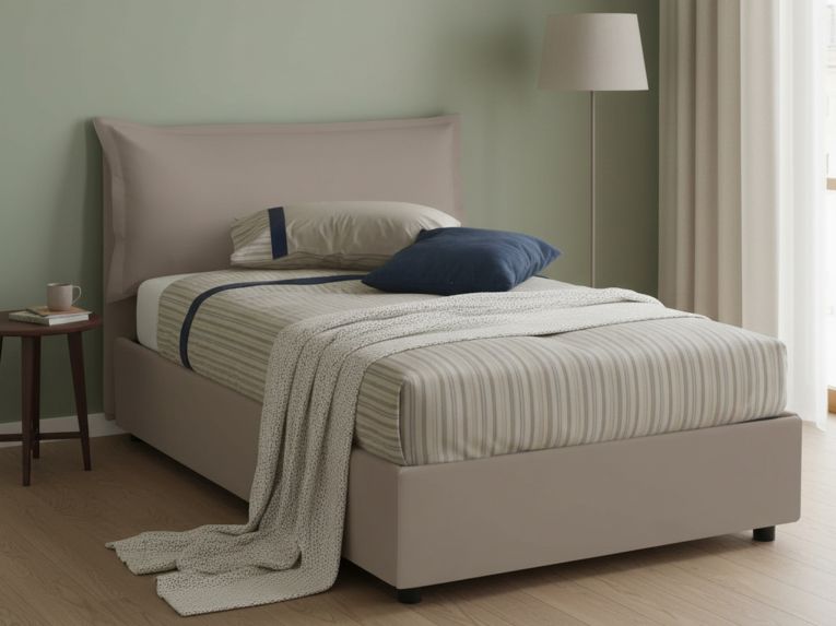 Letto piazza e mezza Latona, adatto per materasso Cm 120x190, Tortora