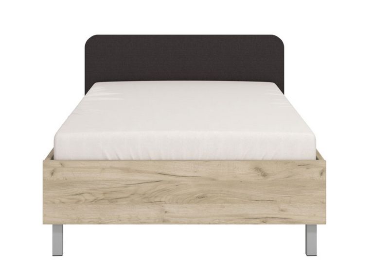 Letto Piazza e Mezza Marrone Rovere Grigio Grigio Dimensione Materasso 120x200 cm, Imbottito - Norcia