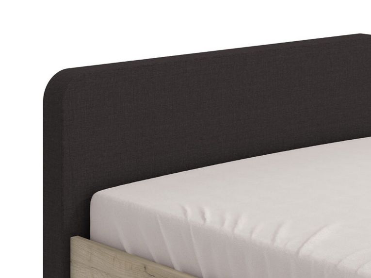 Letto Piazza e Mezza Marrone Rovere Grigio Grigio Dimensione Materasso 120x200 cm, Imbottito - Norcia