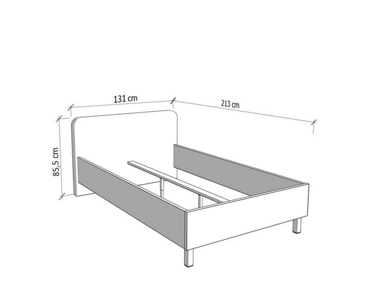 Letto Piazza e Mezza Marrone Rovere Nero Dimensione Materasso 120x200 cm, Imbottito - Norcia