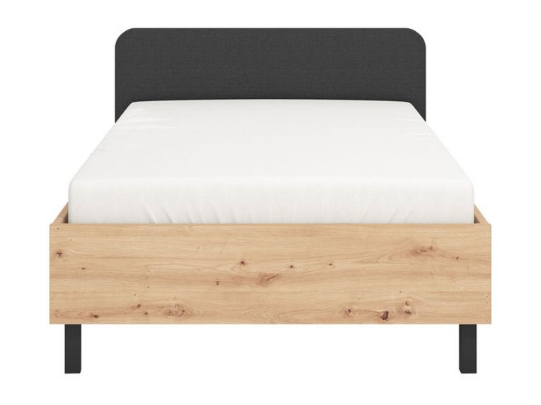 Letto Piazza e Mezza Marrone Rovere Nero Dimensione Materasso 120x200 cm, Imbottito - Norcia