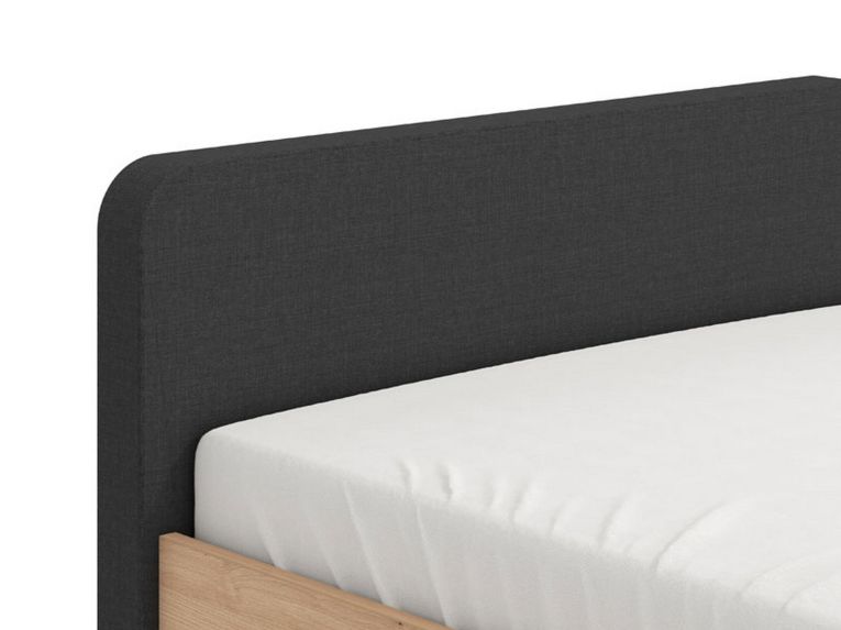Letto Piazza e Mezza Marrone Rovere Nero Dimensione Materasso 120x200 cm, Imbottito - Norcia