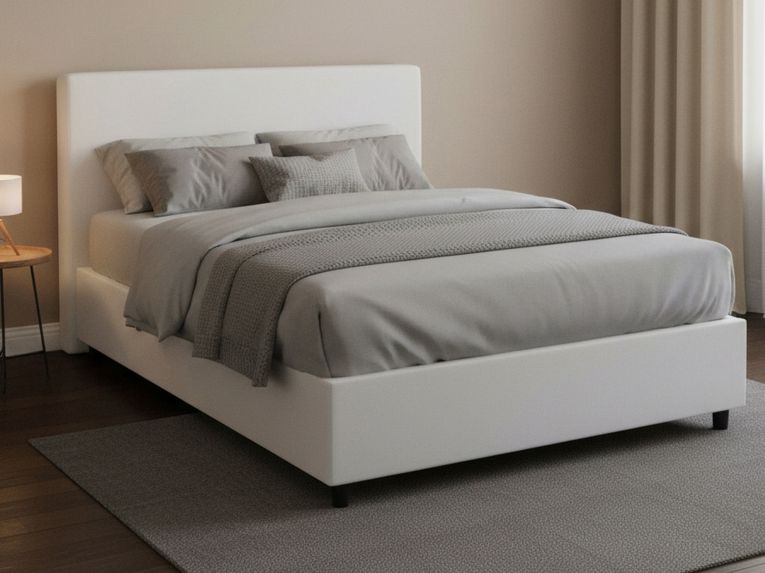 Letto piazza e mezza Re, con materasso Cm 120x200 incluso, Bianco
