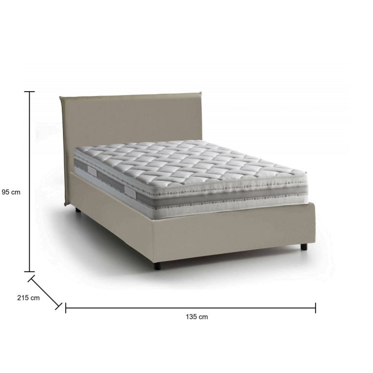 Letto piazza e mezza Re, con materasso Cm 120x200 incluso, Tortora