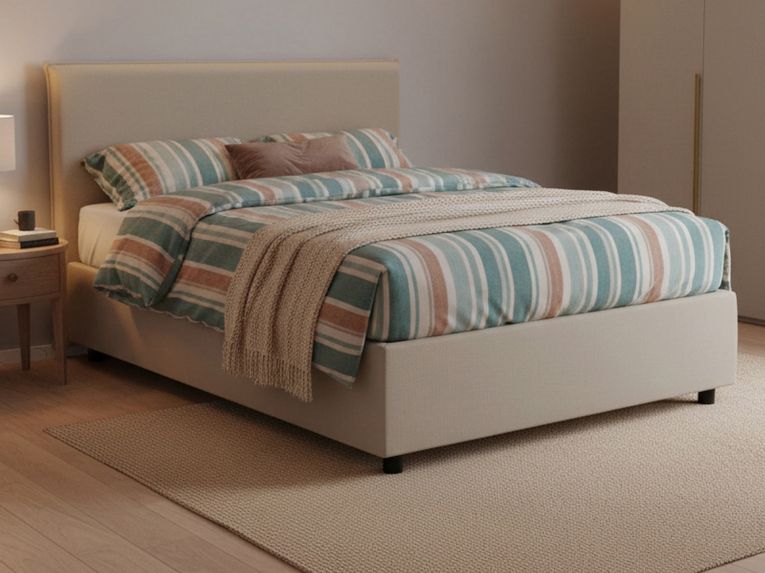 Letto piazza e mezza Re, con materasso Cm 120x200 incluso, Tortora