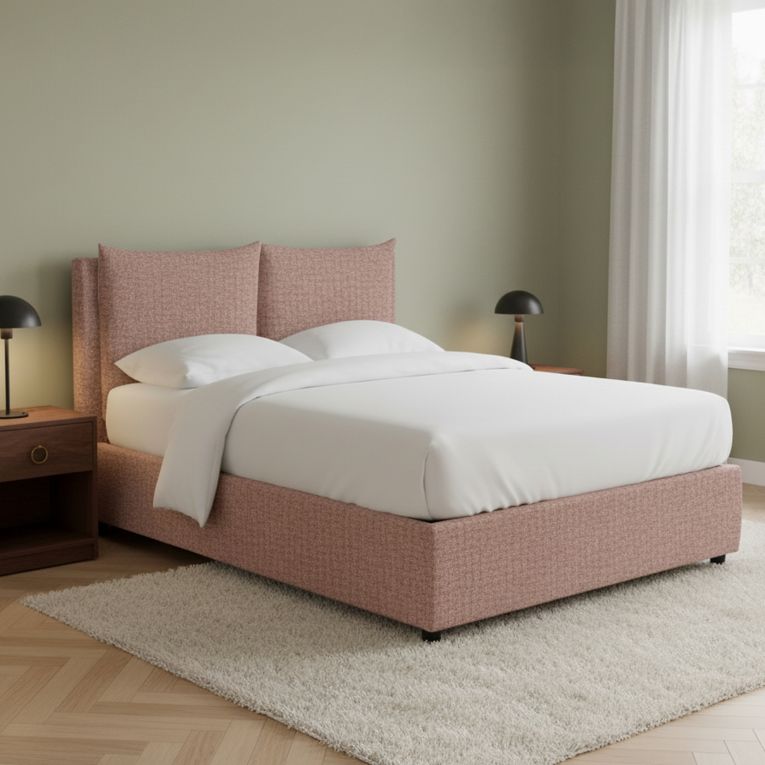 Letto Piazza e Mezza Rosa Sfoderabile Contenitore, Dimensione Materasso 120x190 cm - Erchie