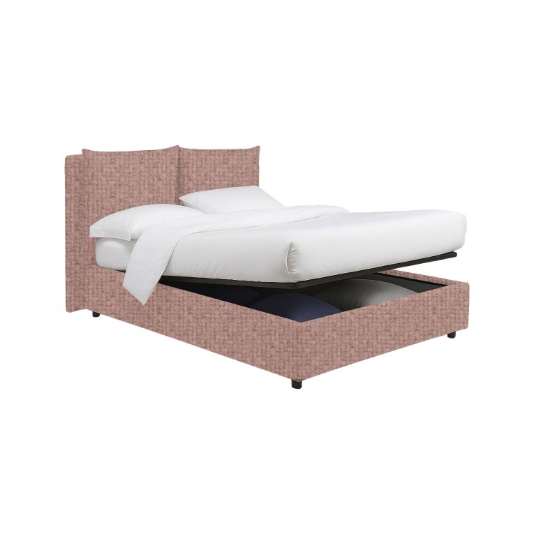 Letto Piazza e Mezza Rosa Sfoderabile Contenitore, Dimensione Materasso 120x190 cm - Erchie