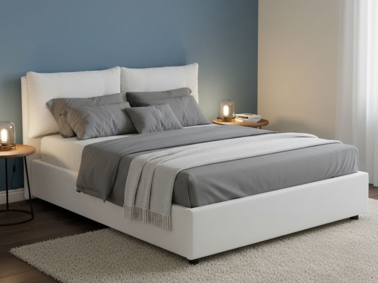 Letto piazza e mezza Rubino, adatto per materasso Cm 120x190, Bianco