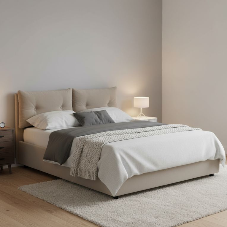 Letto piazza e mezza Rubino, adatto per materasso Cm 120x190, Tortora