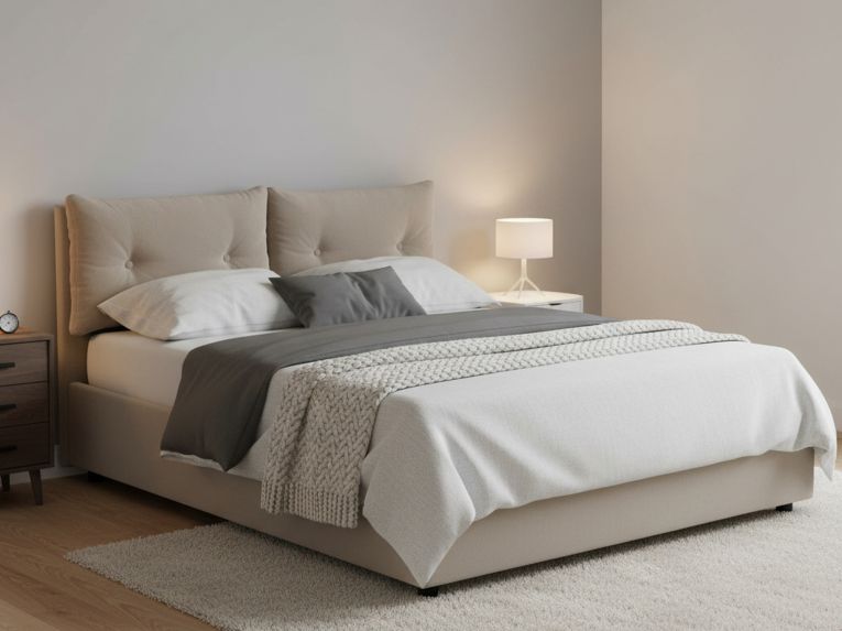 Letto piazza e mezza Rubino, adatto per materasso Cm 120x190, Tortora