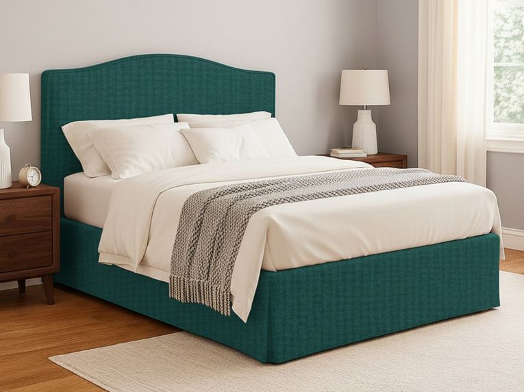 Letto Piazza e Mezza Verde Petrolio Sfoderabile Contenitore, Dimensione Materasso 120x190 cm - Lavagna