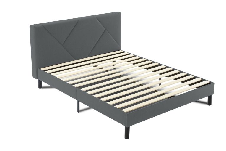 Letto piazza e mezza Zeffirio, Sommier per camera da letto, Giroletto per stanza, Struttura porta materasso, Adatto a materasso Cm 120x190, Grigio