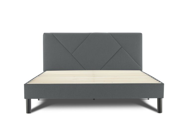 Letto piazza e mezza Zeffirio, Sommier per camera da letto, Giroletto per stanza, Struttura porta materasso, Adatto a materasso Cm 120x190, Grigio