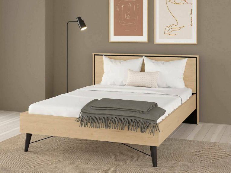 Letto piazza e mezza Zeri, 197x153 h91 cm, Rovere