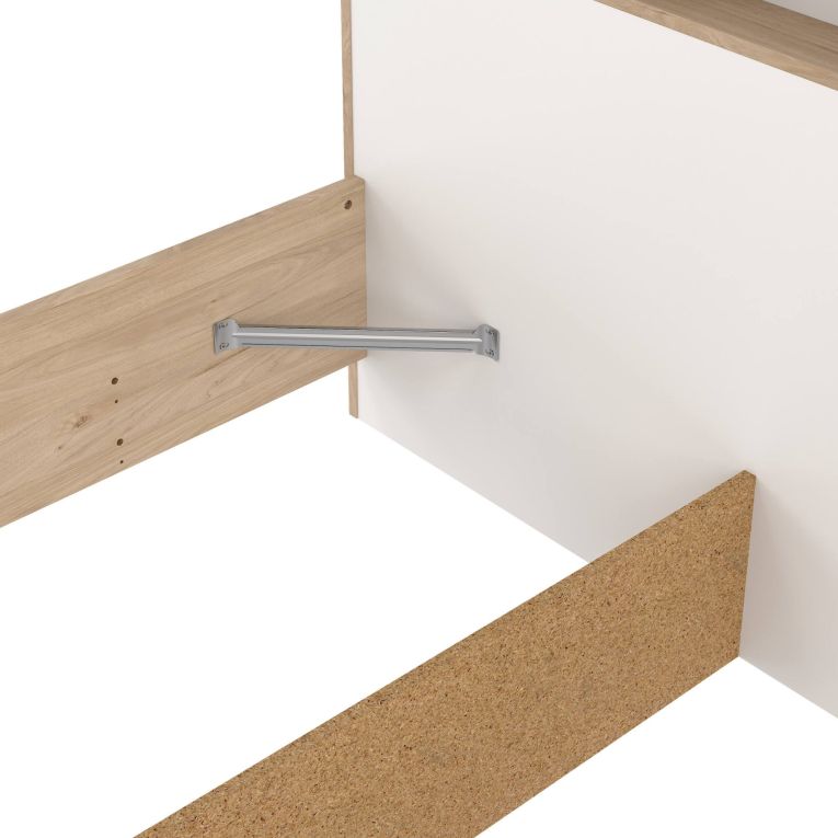 Letto piazza e mezza Zinasco, 206x150 h97 cm, Rovere e Bianco