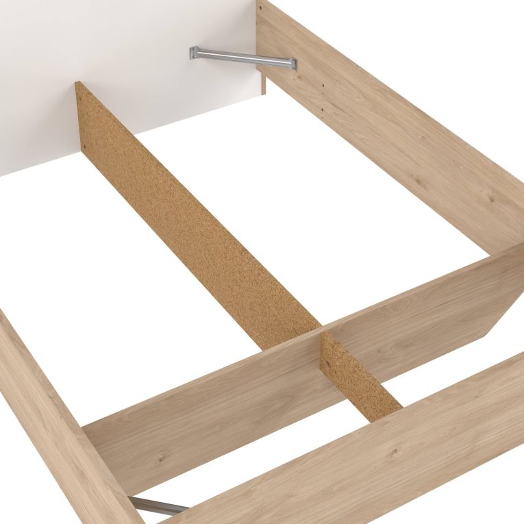 Letto piazza e mezza Zinasco, 206x150 h97 cm, Rovere e Bianco
