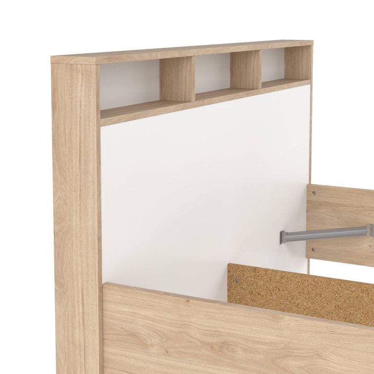 Letto piazza e mezza Zinasco, 206x150 h97 cm, Rovere e Bianco