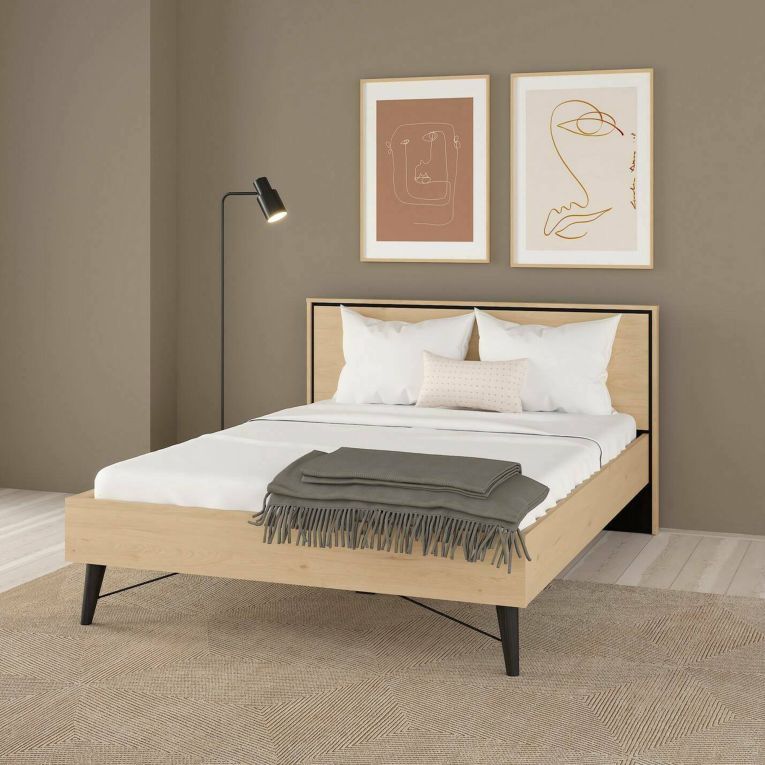 Letto piazza e mezza Zocca, 207x153 h91 cm, Rovere