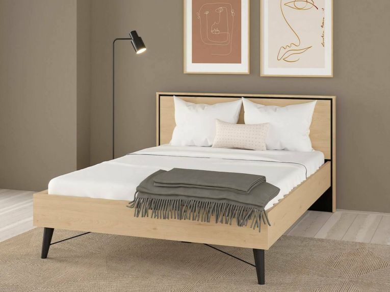 Letto piazza e mezza Zocca, 207x153 h91 cm, Rovere