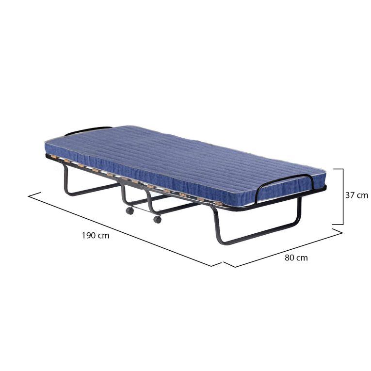 Letto pieghevole Ada, Brandina con rete 12 doghe, Materasso incluso, Lettino salvaspazio, 100% Made in Italy, 80x190h37 cm, Custodia protettiva su richiesta