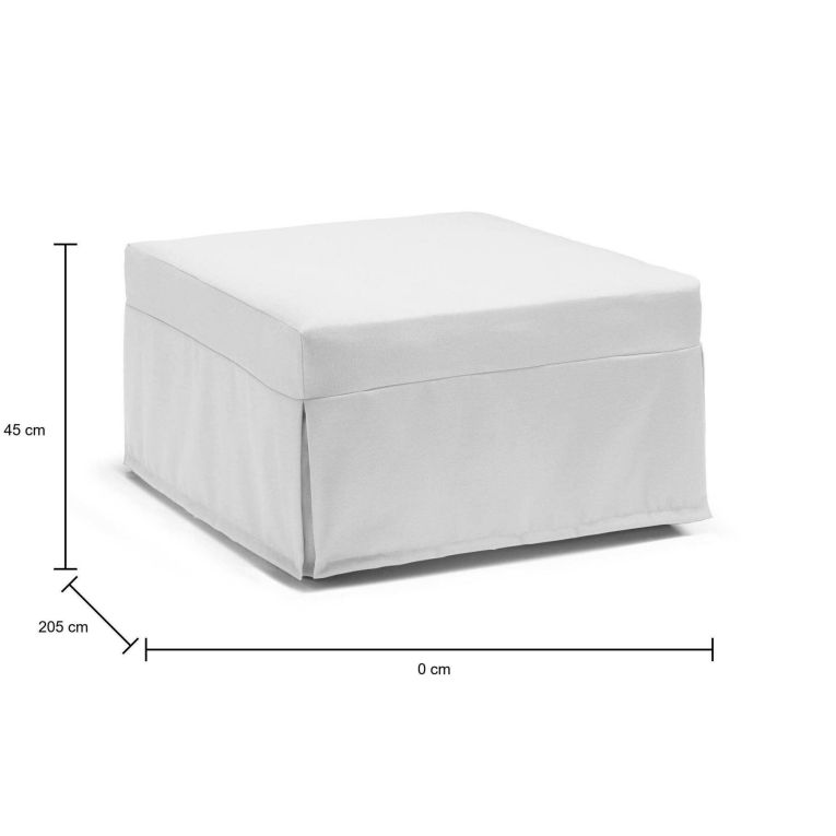 Letto pieghevole Ancilla, Pouf trasformabile in letto singolo, 100% Made in Italy, Pouf in tessuto da soggiorno, Cm 80x80h45, Bianco