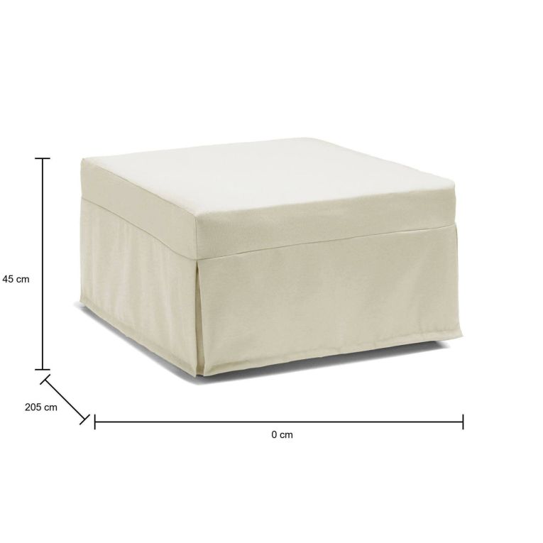 Letto pieghevole Ancilla, Pouf trasformabile in letto singolo, 100% Made in Italy, Pouf in tessuto da soggiorno, Cm 80x80h45, Panna