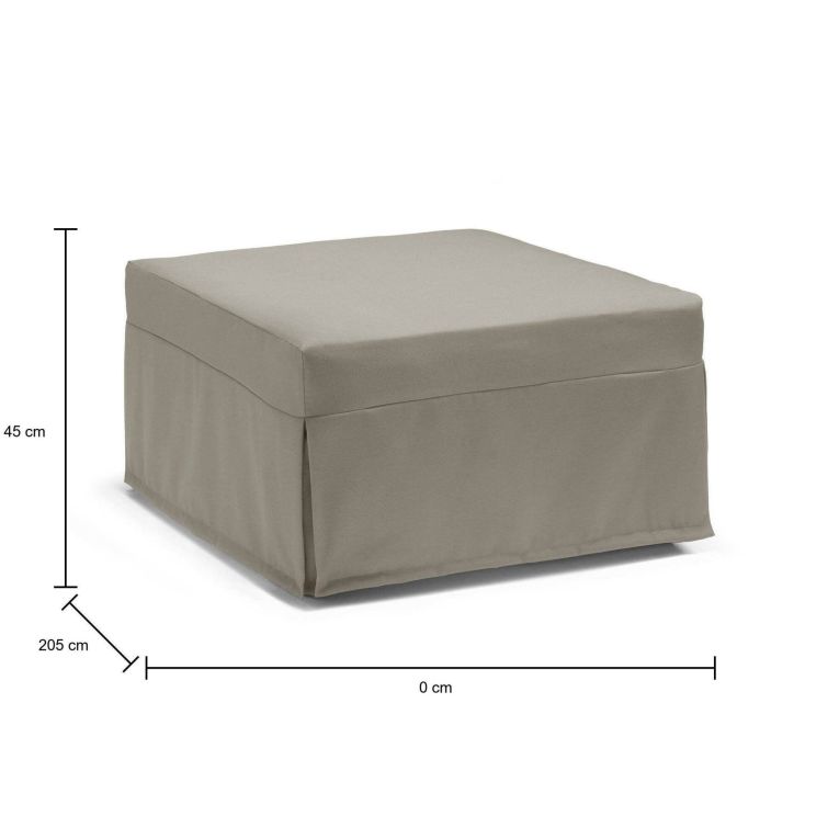 Letto pieghevole Ancilla, Pouf trasformabile in letto singolo, 100% Made in Italy, Pouf in tessuto da soggiorno, Cm 80x80h45, Tortora